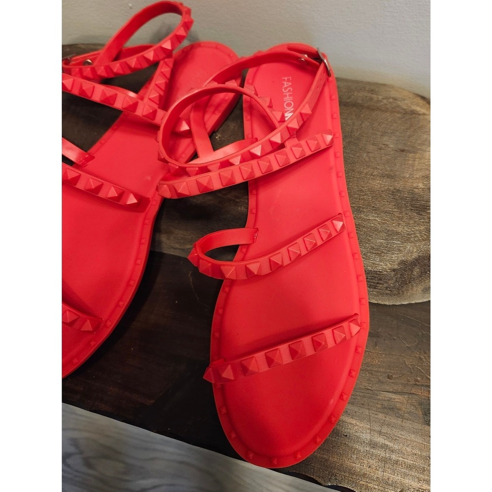 Fashion Nova Time‎ to Grind Studded Jelly Sandals - Size 10 - Picture 3 of 6